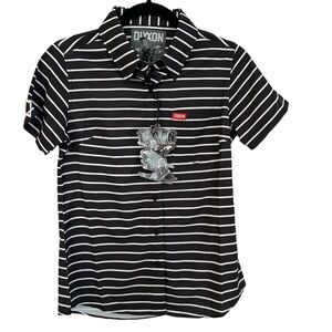 Dixxon Flannel Company Fast Lane Women’s Short Sleeve Striped Button Up Sz S NWT